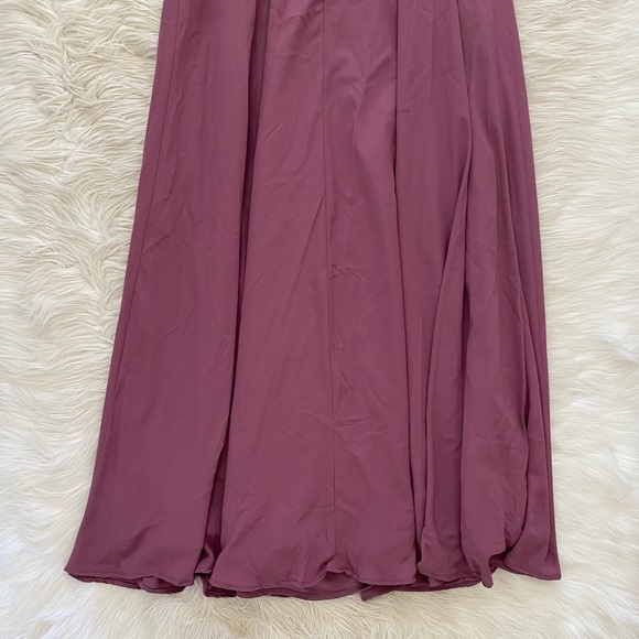 David’s Bridal Chianti Purple One Shoulder Georgette Cascade Bridesmaid Dress - Picture 9 of 14